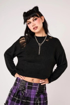 60431 HELL BUNNY HOLY MOLY JUMPER – black grunge sweater