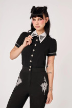 60432 HELL BUNNY ELIZABETH BLOUSE– black gothic blouse