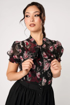 60434 HELL BUNNY FORBIDDEN BLOUSE – black chiffon blouse