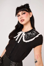 60435 HELL BUNNY DANCE MACABRE BLOUSE – Gothic elegance