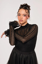 60436 HELL BUNNY MAUDE TOP – black lace mesh top
