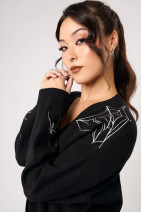 60444 HELL BUNNY SPOOKED KNITTED JACKET – black spider embroidery