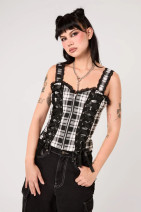 60449 HELL BUNNY QUINZEL C TOP, black and white