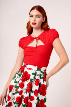 60361 HELL BUNNY PRISCILLA – punainen jersey top with keyhole details