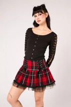 50451 HELL BUNNY QUINZEL MINIHAME, punainen ruutukuosi