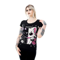 5631 INNOCENT LVD KITTY – angel and demon cat in the same t-shirt