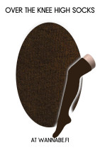 1001 Over knee high socks, plain brown