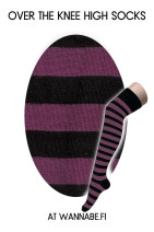 1002 Ylipolvensukat, musta/lila raita