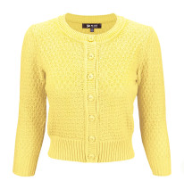 112108 MAK CARDIGAN, 3/4 SLEEVE, baby yellow