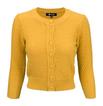 112108 MAK CARDIGAN, 3/4 SLEEVE, honey
