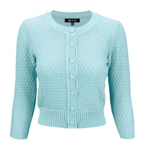 112108 MAK CARDIGAN, 3/4 SLEEVE, light blue