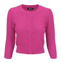 112108 MAK CARDIGAN, 3/4 SLEEVE, magenta