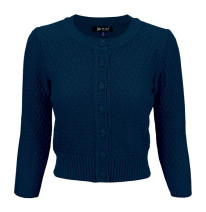 112108 MAK CARDIGAN, 3/4 SLEEVE, navy