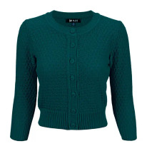 112108 MAK CARDIGAN, 3/4 SLEEVE, peacock