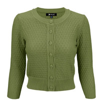 112108 MAK CARDIGAN, 3/4 SLEEVE, sage