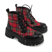 703 HOT CHOCOLATE DESIGN Red Tartan boots – classic check pattern