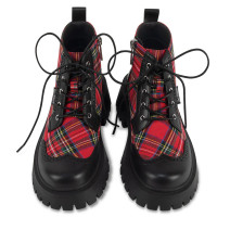 703 HOT CHOCOLATE DESIGN Red Tartan boots – classic check pattern