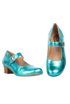 9689 VINTRO METTE  leather shoe with chest straps,met.aqua
