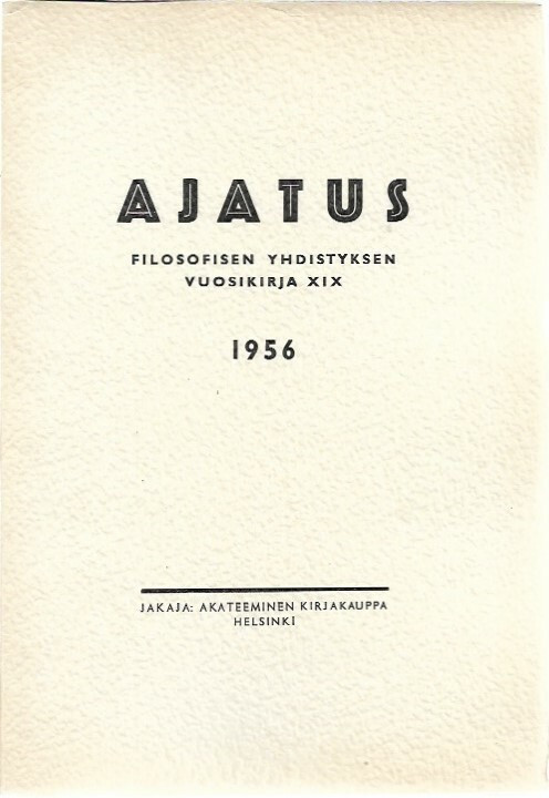 Ajatus XIX - Filosofisen yhdistyksen vuosikirja 19