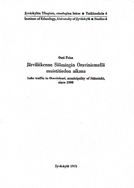 Peisa, Outi: Järviliikenne Säämingin Oraviniemellä muistitiedon aikana