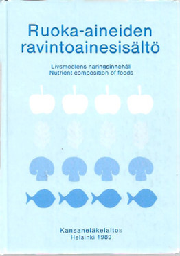 Rastas, Merja et al. (toim.): Ruoka-aineiden ravintoainesisältö = Livsmedlens näringsinnehåll = Nutrient composition of foods