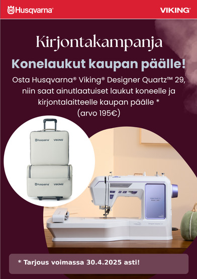 HUSQVARNA® VIKING® DESIGNER QUARTZ™ 29 ompelu- ja kirjontakone