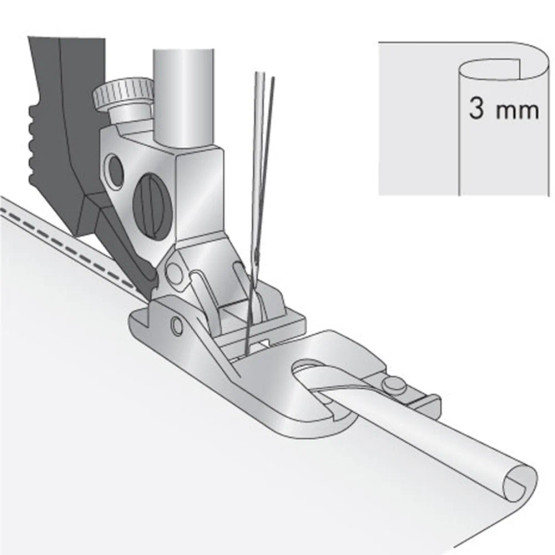 PFAFF® 3mm rullattu helmajalka IDT™-järjestelmälle 820249096