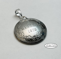 Hopeinen Kolikkoriipus 2 mk/1870 mustalla nauhalla