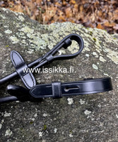 Pyöreäksi ommellut nahkaohjat: musta