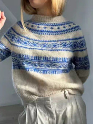 Le Knit Porcelain Yoke Sweater -neuleohje, norjankielinen