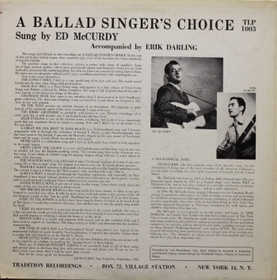 Ed McCurdy: A Ballad Singer's Choice LP (Käyt)