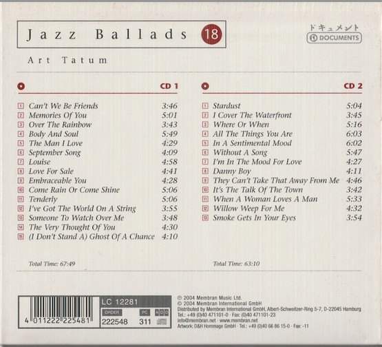 Art Tatum: Jazz Ballads 18. 2CD (Käyt)