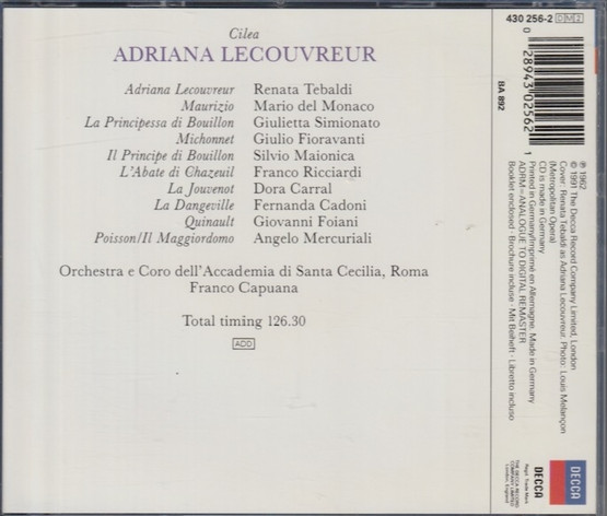 Cilea / Franco Capuana: Adriana Lecouvreur 2CD (Käyt)