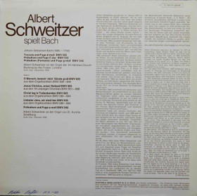 Bach / Albert Schweitzer: Spielt Bach LP (Käyt)