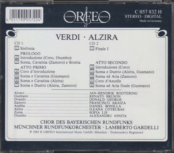 Verdi / Cotrubas / Araiza / Bruson / Gardelli: Alzira 2CD (Käyt)