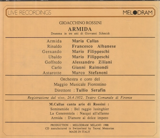 Rossini / Callas / Albanese / Serafin: Armida 2CD (Käyt)