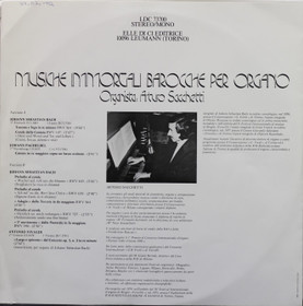 Arturo Sacchetti: Musiche Immortali Barocche Per Organo LP (Käyt)