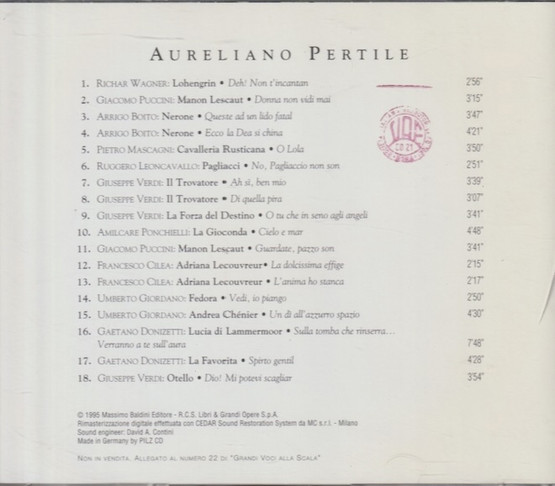 Aureliano Perfile: Grandi Voci Alla Scala CD (Käyt)