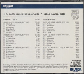 J.S. Bach / Erkki Rautio: Suites For Solo Cello 2CD (Käyt)