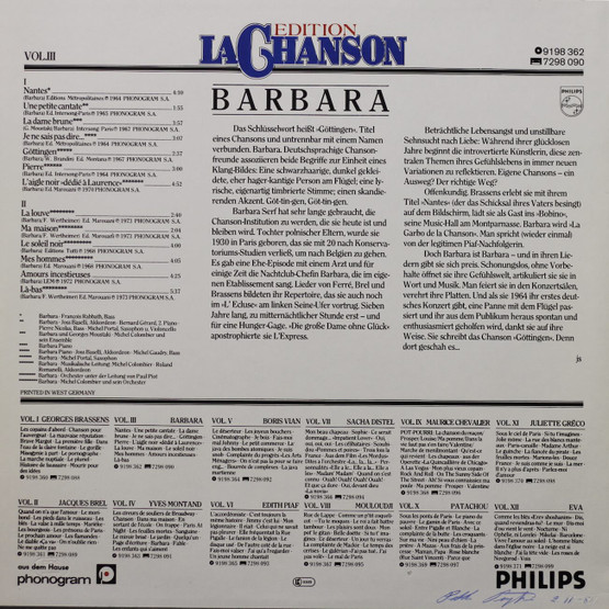 Barbara: Edition La Chanson Vol. III. LP (Käyt)