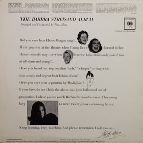Barbra Streisand: The Barbra Streisand Album LP (Käyt)