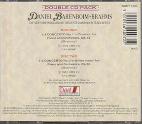 Brahms / Barenboim / Mehta: Concerto No.1 / Concerto No.2. 2CD (Käyt)
