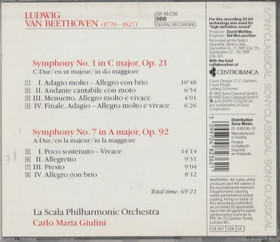 Beethoven / Carlo Maria Giulini: Symphonies 1 & 7. CD (Käyt)