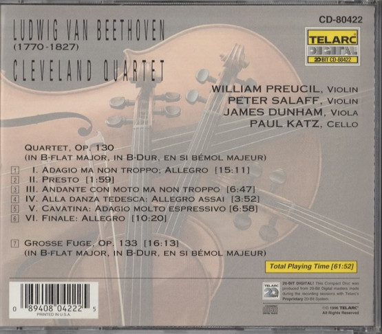 Beethoven: Quartet, Op. 130 / Grosse Fuge, Op. 133 CD (Käyt)