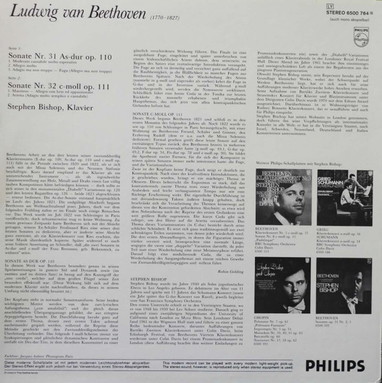Beethoven / Stephen Bishop: Klaviersonaten Op. 110 & Op. 111 LP (Käyt)