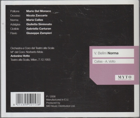 Bellini / Callas / Simionato / Del Monaco / Votto: Norma 2CD (Käyt)