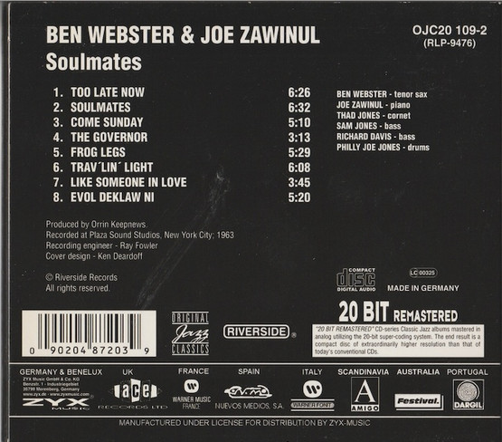 Ben Webster & Joe Zawinul: Soulmates CD (Käyt)