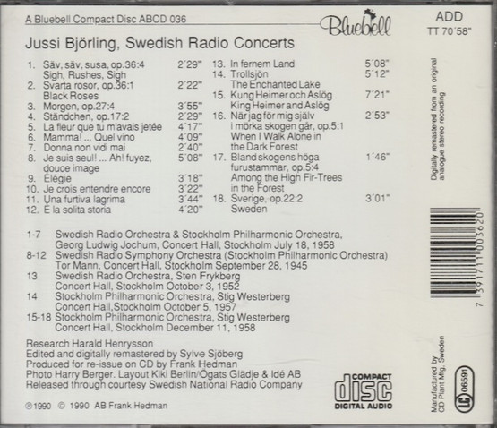 Jussi Björling: Swedish Radio Concerts CD (Käyt)