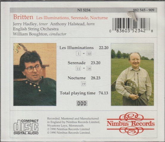 Benjamin Britten / Hadley / Halstead: Les Illuminations etc. CD (Käyt)
