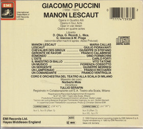 Puccini / Callas / Serafin: Manon Lescaut 2CD Box (Käyt)
